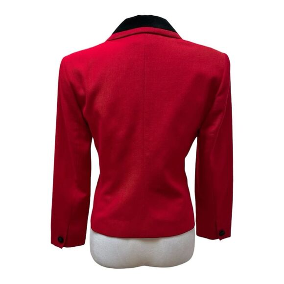 Talbots Red‎ Velvet Collar 100% Wool Winter Office  Blazer Size 2P - Picture 4 of 11